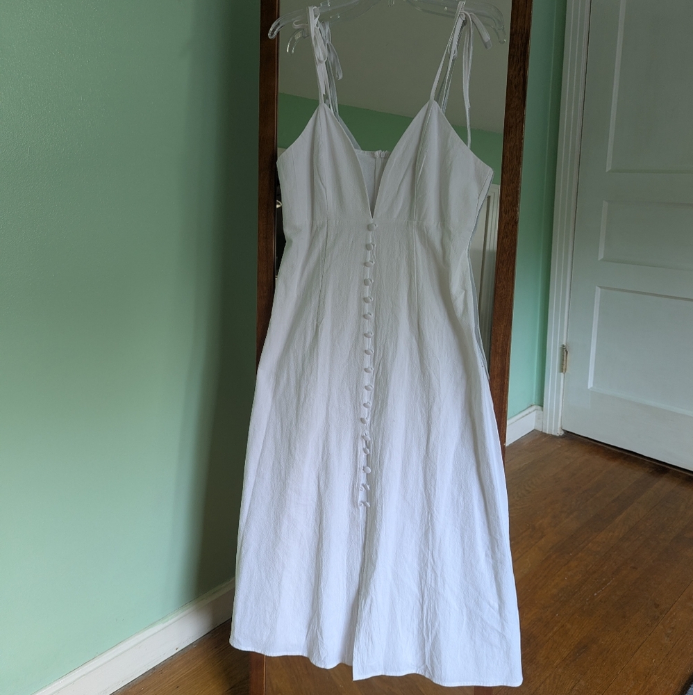 Nasty Gal White Midi Dress with Button Detail